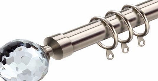 Speedy Pristine Crystal Extendable Pole Set Size: 120 cm - 210 cm W, Finish: Satin Silver