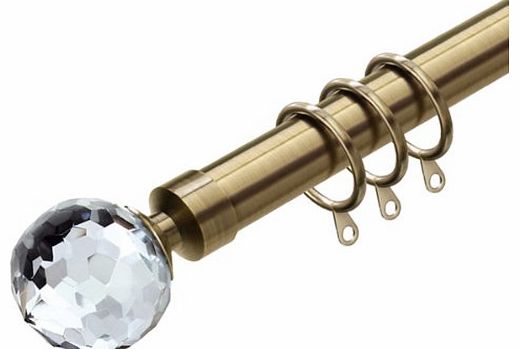 Speedy Pristine Crystal Extendable Pole Set Size: 170 cm - 300 cm W, Finish: Antique Brass