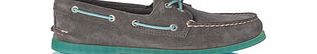 SPERRY Grey and blue suede lace-up boat shoes