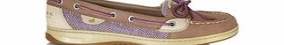 Purple leather slip-on boat shoes