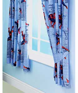 Spiderman 3 Gravity Pair of 66x54in Curtains - Blue and Red
