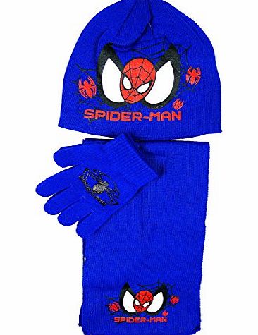 Spiderman Boys Marvel Ultimate Spiderman Knitted Hat Scarf amp; Gloves Set sizes 2 to 12 Years