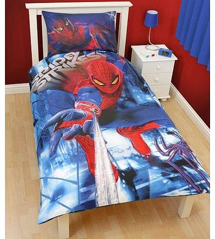 Boys The Amazing Spider-Man Movie 3D Effect Single Quilt/Duvet Cover Bedding Set (Single Bed) (Blue/Red)