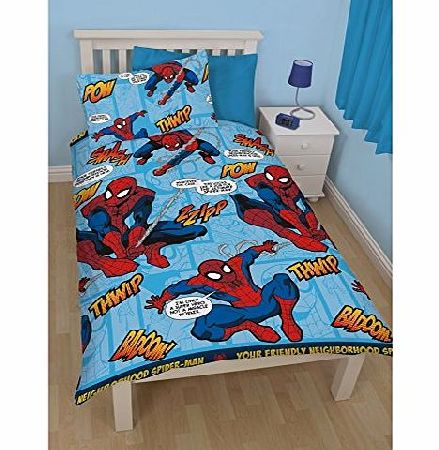 Spiderman Childrens/Kids Thwip Reversible Duvet Cover Bedding Set (Single Bed) (Blue)