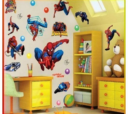 Spiderman Wall Stickers With Decor Decal Art For Kids Nursery Bedroom.