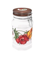Spigarelli Poppy Airtight Seal Ceramic and Wood Canister
