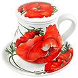 Spigarelli Poppy Ceramic Cup with Tea/Herb Filter