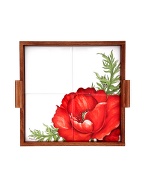 Spigarelli Poppy Wood and Ceramic Tile Tray