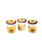 Spigarelli Set of 3 Sunflower Ceramic Spice Jars