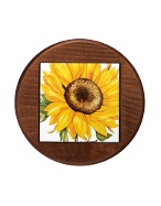 Sunflower Ceramic and Wood Trivet