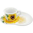Spigarelli Sunflower Decorated Ceramic Mug and Tray