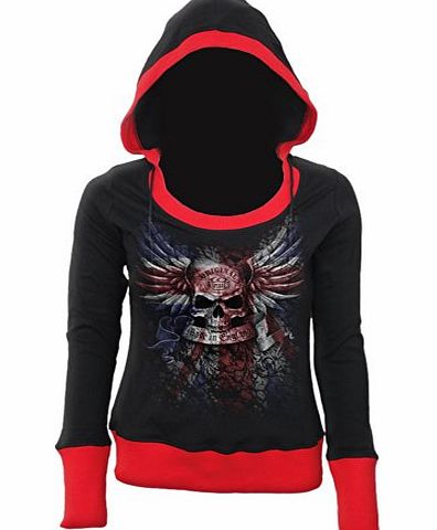 Spiral - Women - UNION CREST - Wide Rib Drape Hoody Red Black - Large