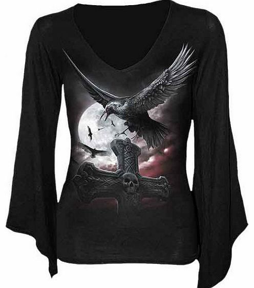Spiral Night Watcher V-Neck Goth Sleeve Top DT226292