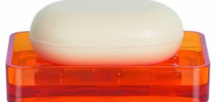 Cubo Polystyrol Soap Dish, Clear Orange
