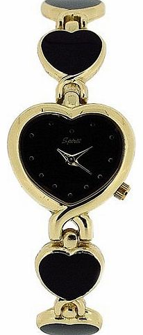 Ladies Heart Gold Tone Fashion Analgoue Metal Bracelet Strap Watch ASPL40