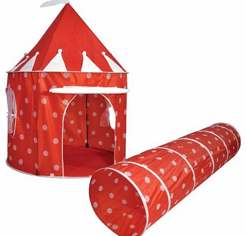 Kids Kingdom Pop-up Red Polka Dot Play Tent & Tunnel