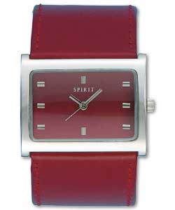 Red Dial Strap Watch