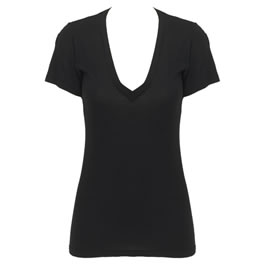 Splendid Very Light Jersey V Neck Tee in Black