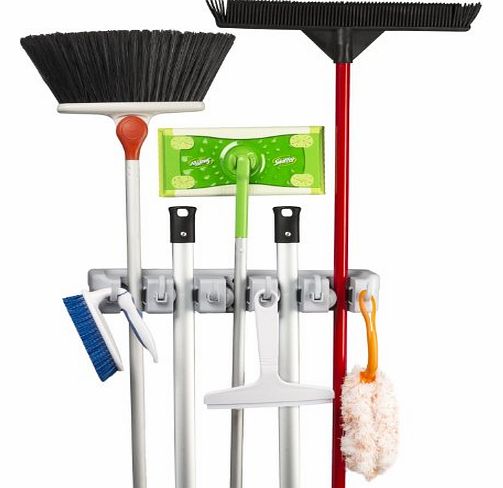 Mop and Broom Organiser, Wall Mounted Storage & Organizer for Your Home, Closet, Garage and Shed Organizer Holds Up To 11 Tools,Superior Quality Tool Rack Holds Mops, Brooms, or Sports Equi