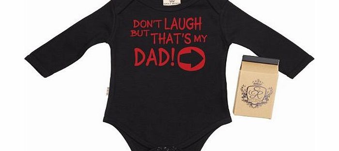 Spoilt Rotten SR - Dont Laugh Thats My Dad! Baby Babygrow 0-6M Black in Milk Carton