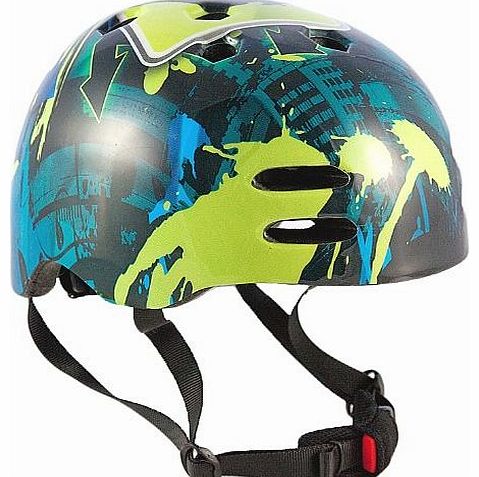Sport Direct Boys No Bounds BMX Helmet - Blue/Green, Size 55-58