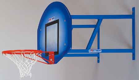 Basketball systems for outside wall installation