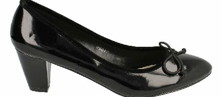 SPOT ON Black Patent Court Shoe