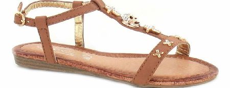 SPOT ON Tan Flat Sandal