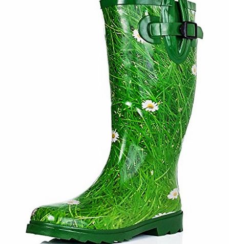Spylovebuy Flat Festival Wellies Rain Boots Green