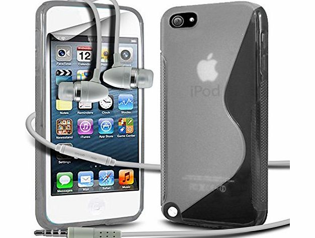 Spyrox Apple Ipod Touch 5 Clear Elegant Premium S Line Wave Gel Case Skin Cover With LCD Screen Protector Guard, Polishing Cloth amp; Hands Free Earphone with Built in Microphone Mic amp; On-Off Button by 