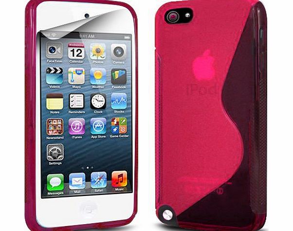 Spyrox Apple Ipod Touch 5 Hot Pink Elegant Premium S Line Wave Gel Case Skin Cover With LCD Screen Protector Guard, Polishing Cloth by Spyrox