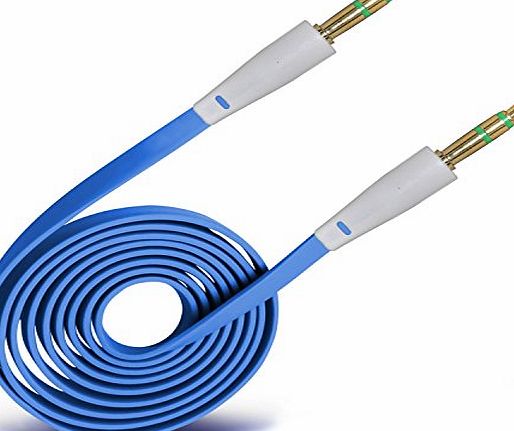 (Baby Blue) 3.5mm Jack To Jack Flat Cable AUX Auxiliary Audio Cable Lead For Sony Xperia Z1 Compact By Spyrox