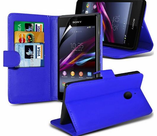 Spyrox (Blue) Sony Xperia Z2 Custom Made Protective Faux Credit / Debit Card Leather Book Style Wallet Skin