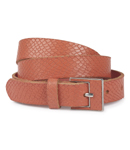 SQUARE BUCKLE EMBOSSED LEATHER BELT
