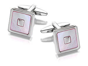 SQUARE Metal Pink Shell Swivel Cufflinks - 015323