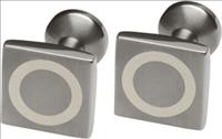 square Titanium Cufflinks with White Circle by Ti2