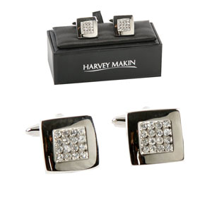 With Crystal Inset Cufflinks