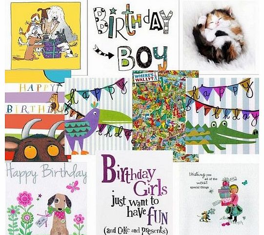 Birthday cards pack. Party time 2 - 10 Childrens Birthday cards