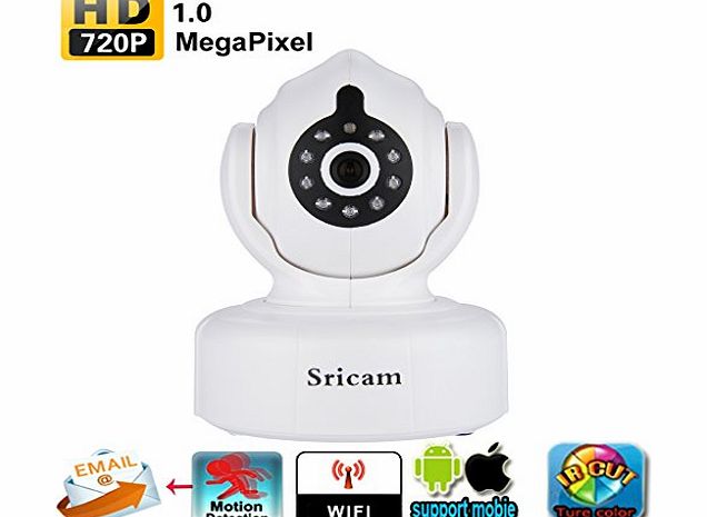 CCTV Home/Office/Shop CCTV Security Surveillance System White Sricam 720P Network IP Camera Wireless IP Camera H.264 IR Night Vision WIFI Supports Mobile view