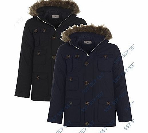 SS7 Boys Padded Parka Coat Ages 7 - 13 (Age 11/12, Black)