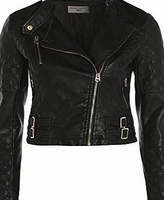SS7 Clothing Original Womens Faux Leather Biker Jacket 8 - 14 (14)