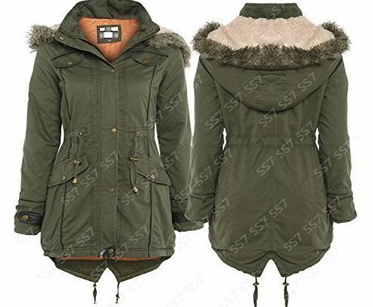 SS7 Girls OVERSIZED HOOD Parka Coat, Khaki, Ages 7 to 13 (Age 9/10, Khaki)