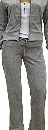 SS7 New Womens Full Velour Tracksuit Size 8 - 16 (UK - 14, Grey)