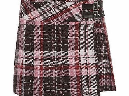 SS7 Womens Check Skirt Kilt, Size 8 to 14 (UK - 8, Pink / Brown)
