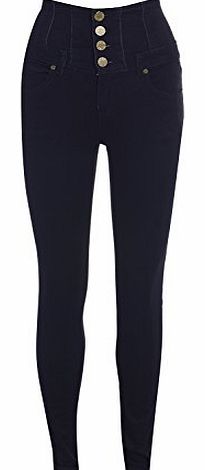 SS7 Womens High Waisted Jeans, Navy, Sizes 6 to 14 (UK - 14, Navy)