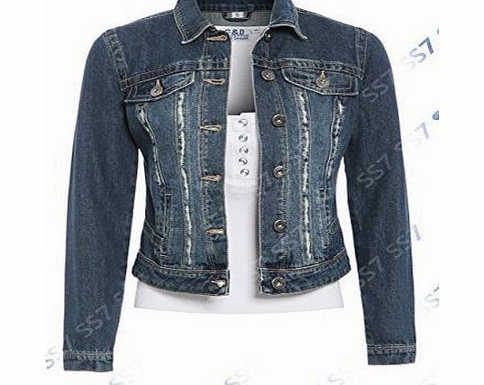 SS7 Womens Mid Wash Denim Jacket, Size, 6 to 14 (UK - 12/14, Mid Wash Blue)
