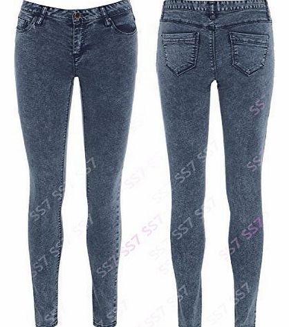 SS7 Womens Skinny Tube Jeans, Blue, Sizes 8 to 16 (UK - 14)
