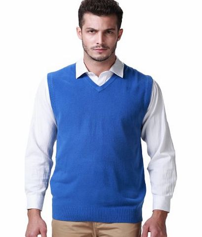 SSLR Mens V Neck Sleeveless Tank Tops (X-Large, Elegant Blue)