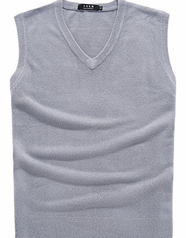 SSLR Mens V Neck Sleeveless Tank Tops (X-Large, Grey)