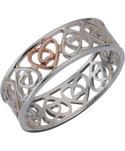 ST Davids Silver and 9ct Rose Gold Filigree Ring